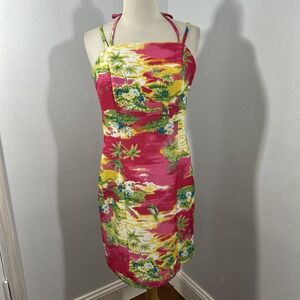 Vtg City Triangles Dress 9‎ Sailboat Vacation Psychedellic Abstract Resortwear